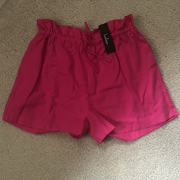 Impromptu Icon Hot Pink Linen Paperbag Waist Shorts - Picture 5 of 6